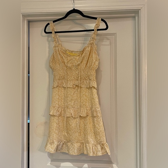 Princess Polly Cream and Yellow Tiered Mini Dress - Picture 1 of 3